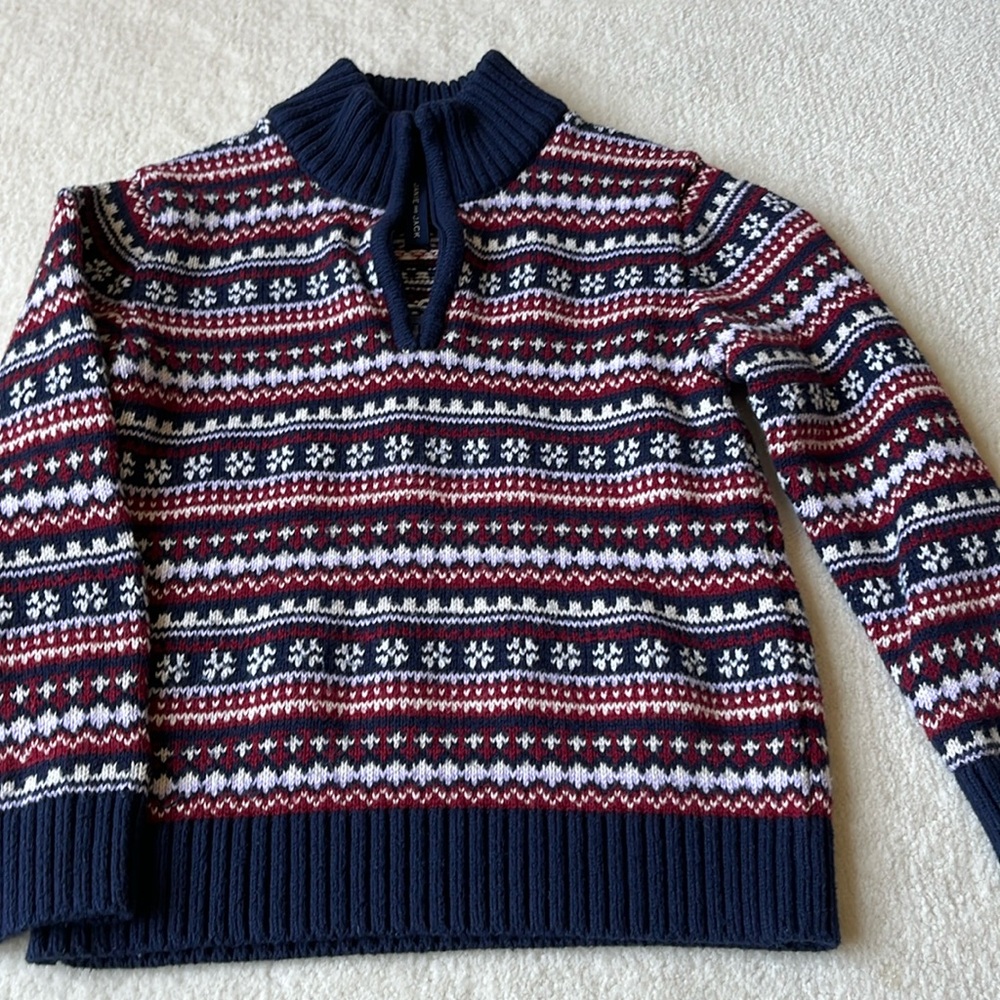 Janie and Jack 4T fair isle cotton sweater. With quarter zip neck.